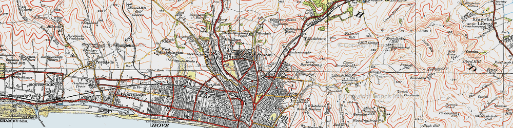 Old map of Hollingdean in 1920