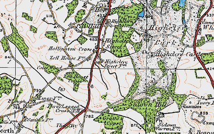 Old map of Hollington Cross in 1919