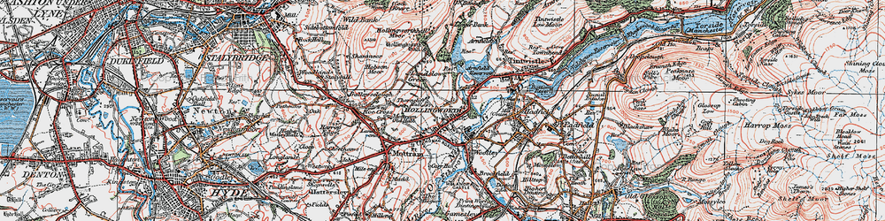 Old map of Hollingworth in 1924