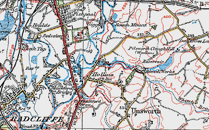 Old map of Hollins in 1924