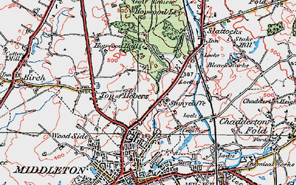Old map of Hollins in 1924