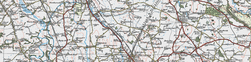 Old map of Hollinsgreen in 1923