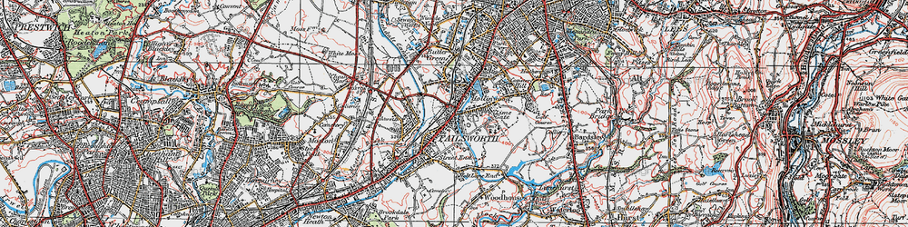 Old map of Hollinwood in 1924