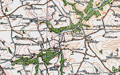 Old map of Hollocombe in 1919