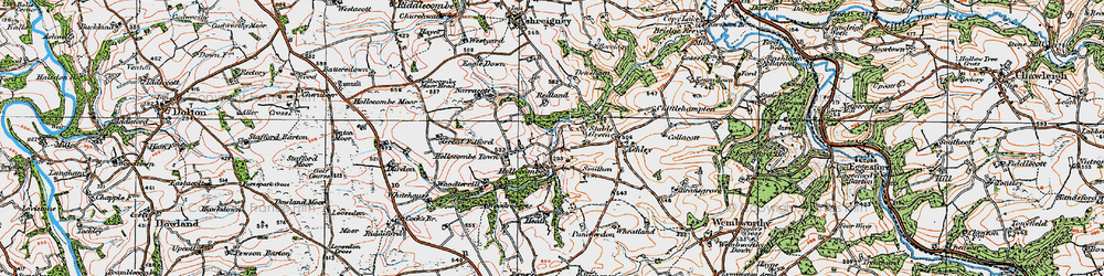 Old map of Hollocombe in 1919