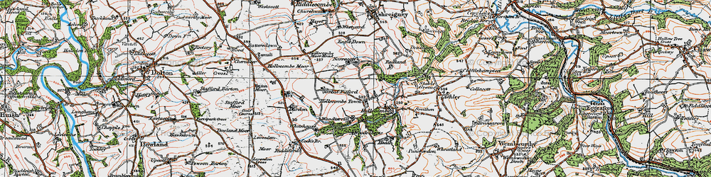 Old map of Hollocombe Town in 1919