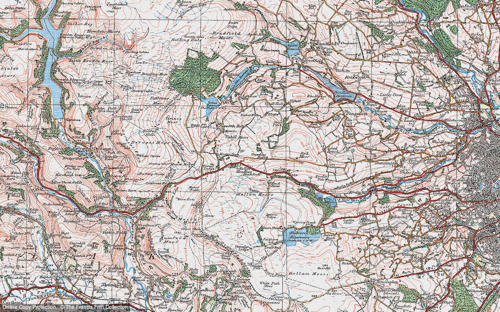 Old Map of Historic Map covering Brown Edge in 1923