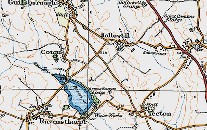 Old map of Hollowell in 1919