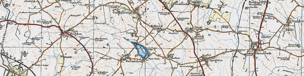Old map of Hollowell in 1919