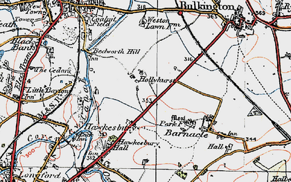 Old map of Hollyhurst in 1920
