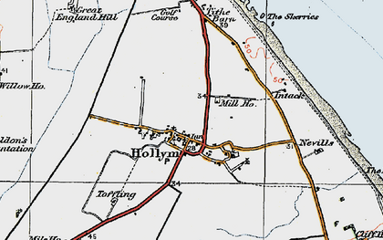 Old map of Hollym in 1924