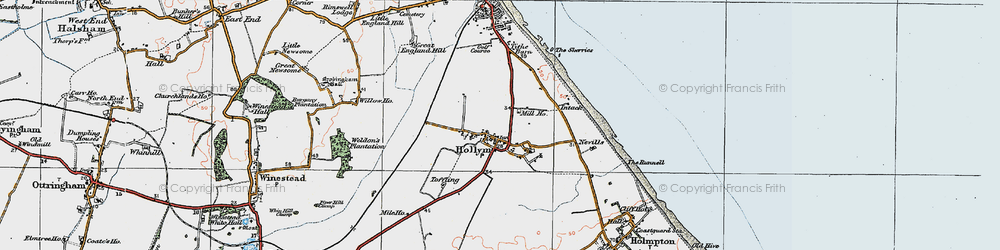 Old map of Hollym in 1924