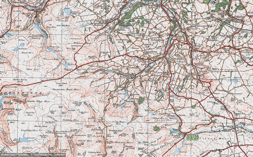 Old Map of Historic Map covering Brownhill Resr in 1924