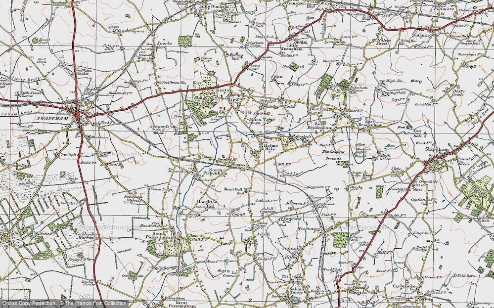 Old Map of Holme Hale, 1921 in 1921