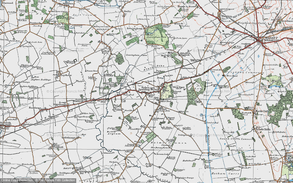 Old Map of Holme-on-Spalding-Moor, 1924 in 1924
