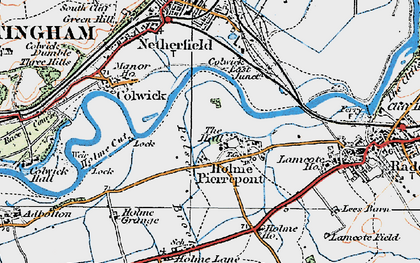 Old map of Holme Pierrepont in 1921