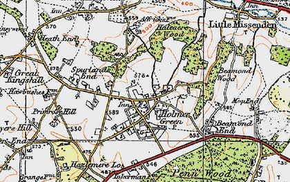 Old map of Holmer Green in 1919