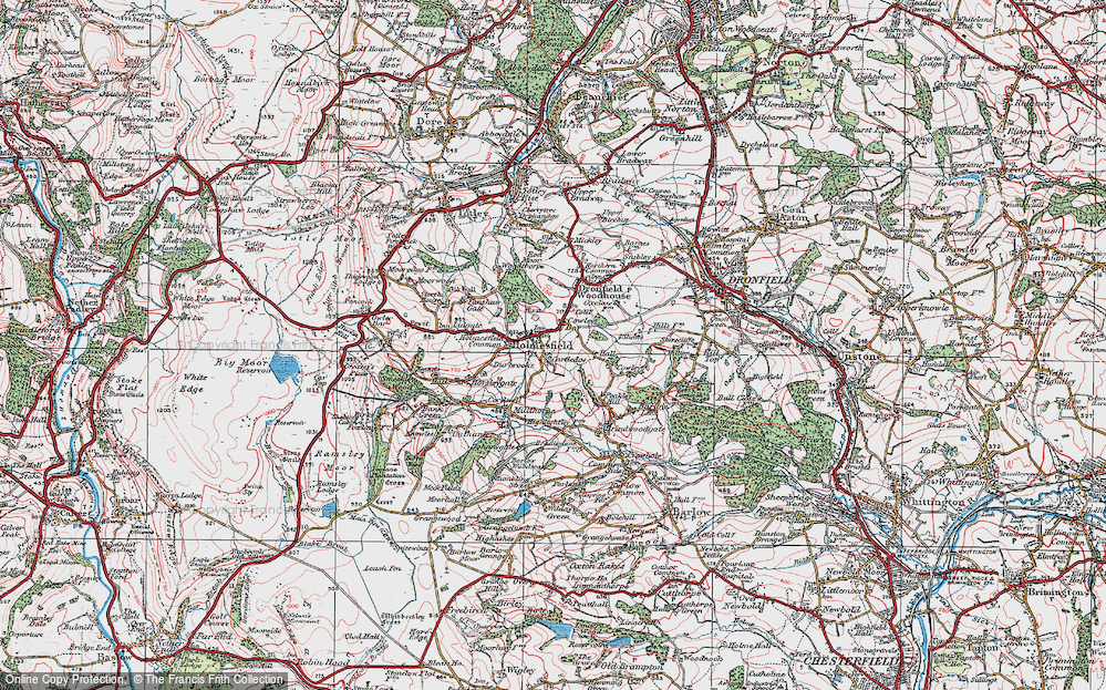 Old Map of Holmesfield, 1923 in 1923