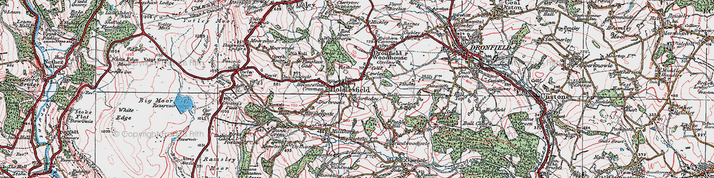 Old map of Holmesfield in 1923