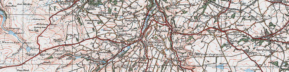 Old map of Holmfirth in 1924