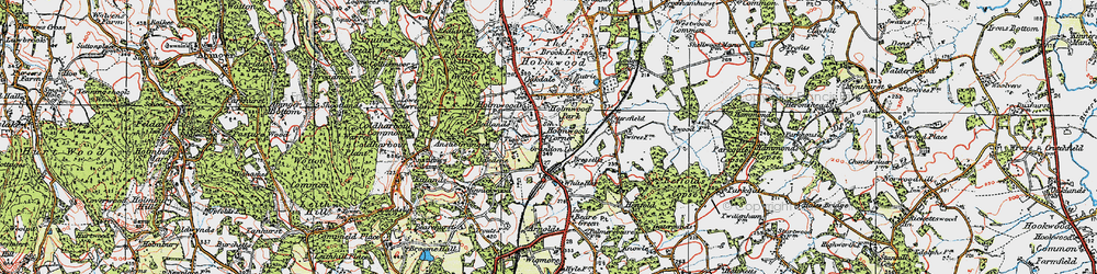 Old map of Holmwood Corner in 1920