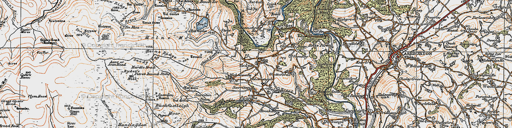 Old map of Holne in 1919