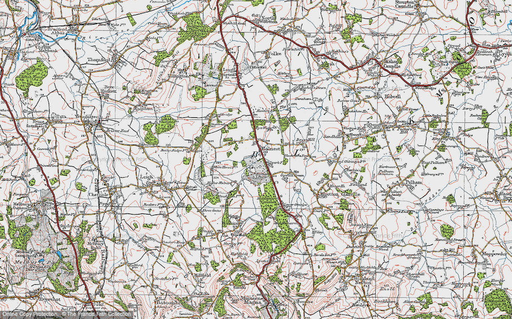 Old Map of Historic Map covering Burton Hill Wood in 1919