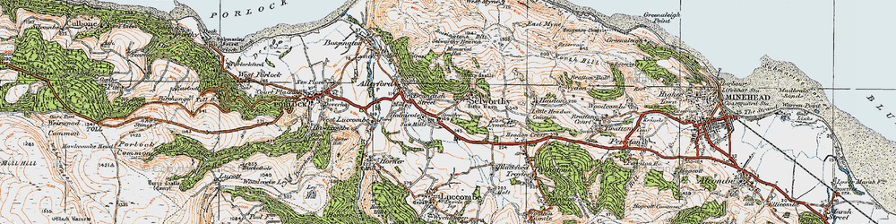 Old map of Holnicote in 1919