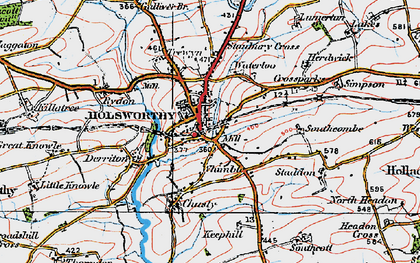 Old map of Holsworthy in 1919