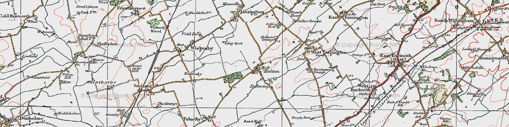 Old map of Holton cum Beckering in 1923