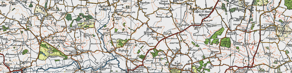 Old map of Holton St Mary in 1921