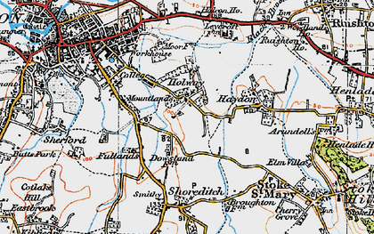 Old map of Holway in 1919