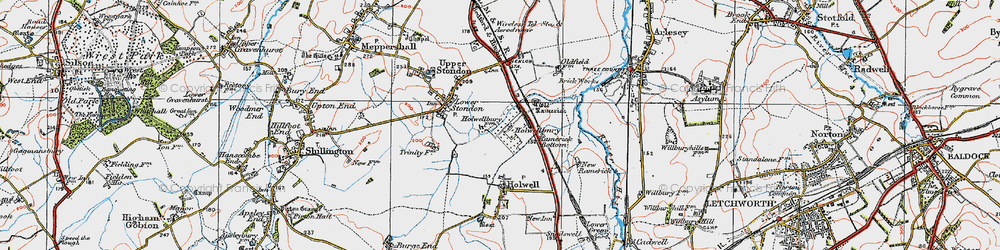 Old map of Holwellbury in 1919