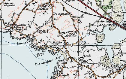 Old map of Holy Island in 1922