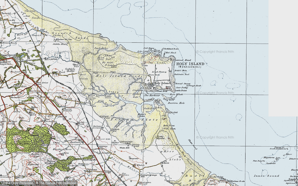 Old Map of Holy Island, 1926 in 1926