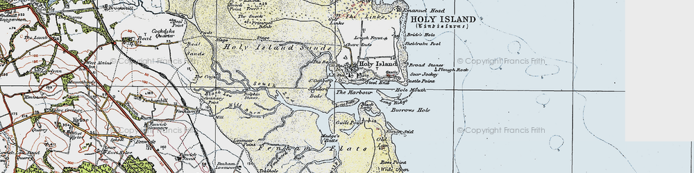Old map of Holy Island in 1926