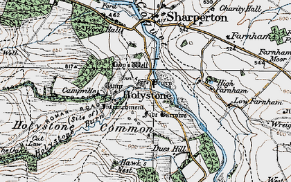 Old map of Holystone in 1925