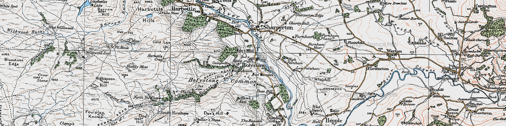 Old map of Holystone in 1925