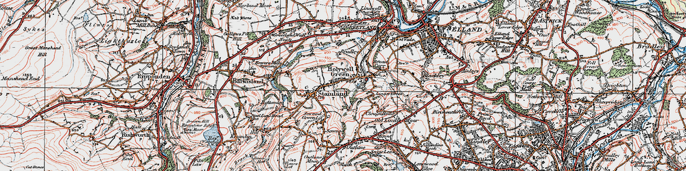 Old map of Holywell Green in 1925