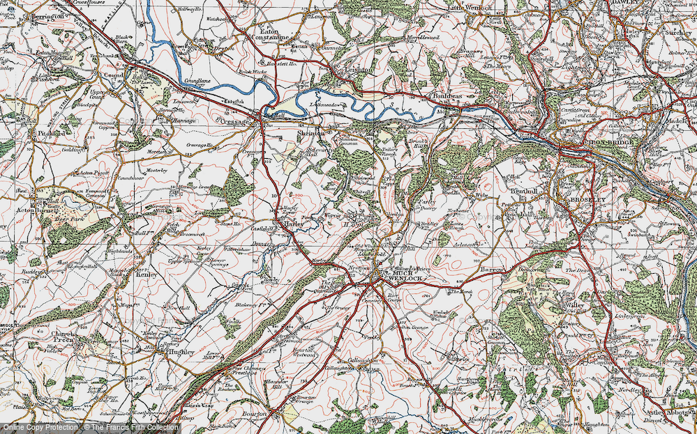 Old Map of Historic Map covering Whitwell Coppice in 1921