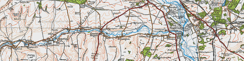 Old map of Homington in 1919