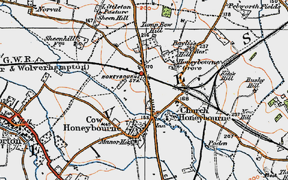 Old map of Honeybourne in 1919