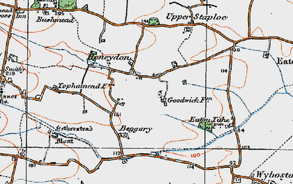 Old map of Honeydon in 1919