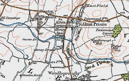 Old map of Honeystreet in 1919