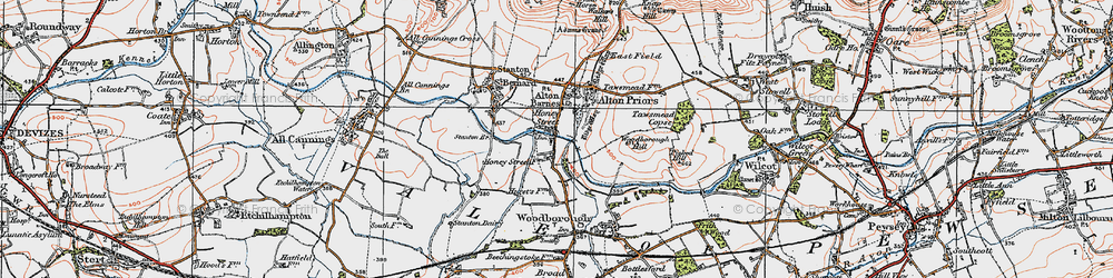 Old map of Honeystreet in 1919