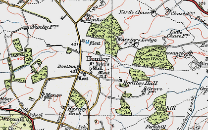 Old map of Honiley in 1919