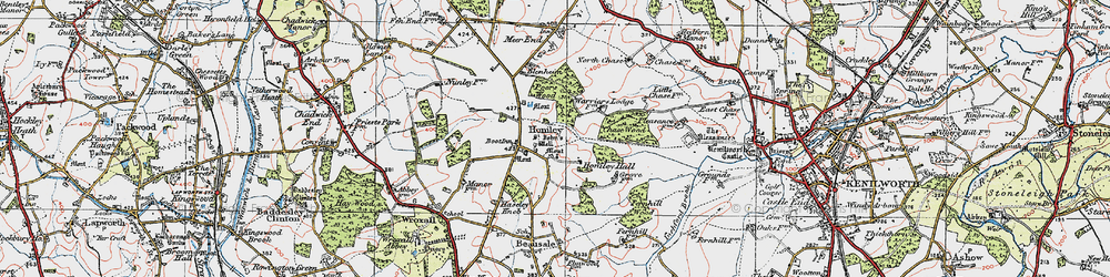 Old map of Honiley in 1919