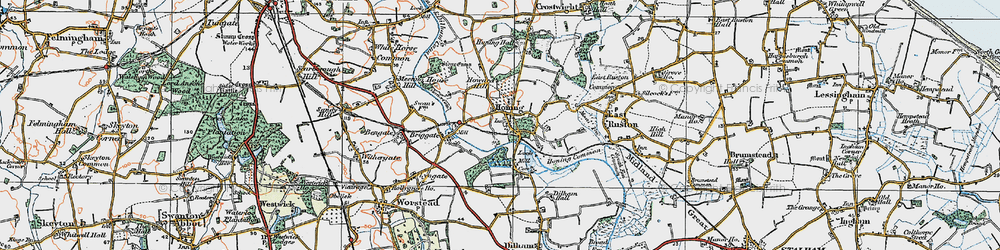 Old map of Honing in 1922