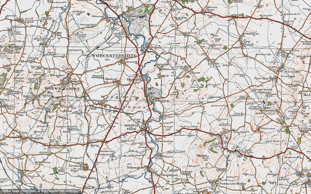 Old Map of Historic Map covering Tus Brook in 1919