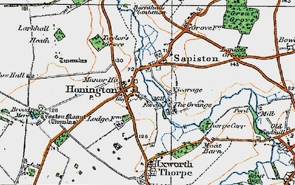 Old map of Honington in 1920